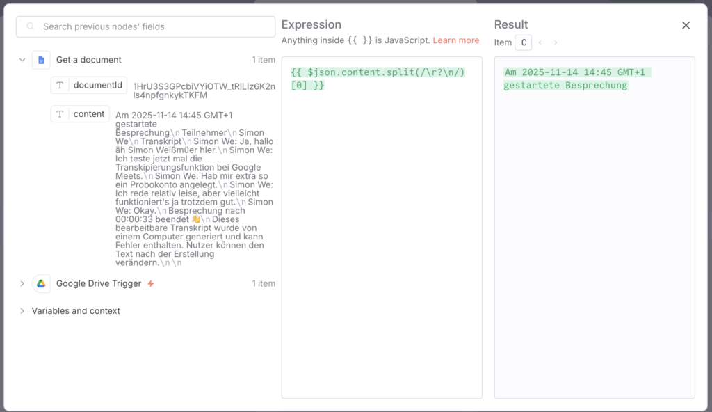 Abbildung 3: Die Verwendung von Javascript Expression eröffnet die Möglichkeit zu komplexeren Datenmanipulation