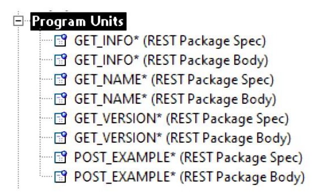 Automatically generated PL/SQL REST packages