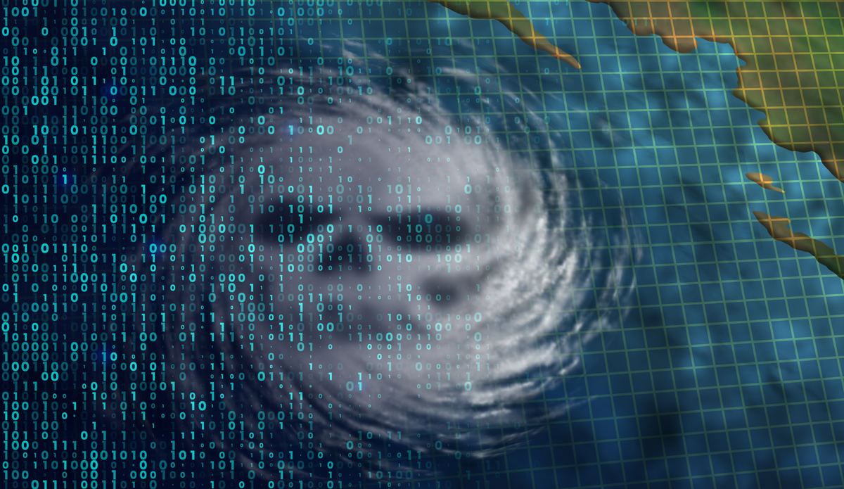 Programmiersprache als Klimakiller in Form eines Hurricanes dargestellt