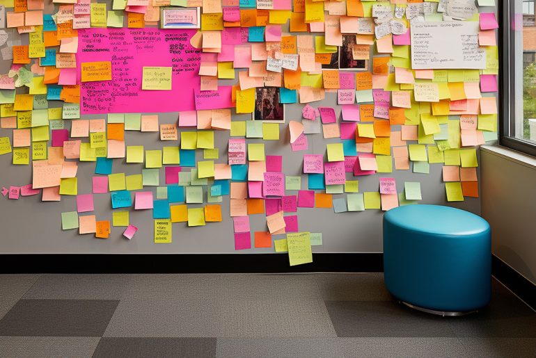 Eine Wand voller Post-its