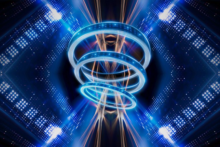 Drei Ringe verbinden ein Bündel an Strahlen als Symbol für Kryptext und Schlüsselrotation